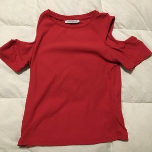 Zara Red Shoulderless Shirt